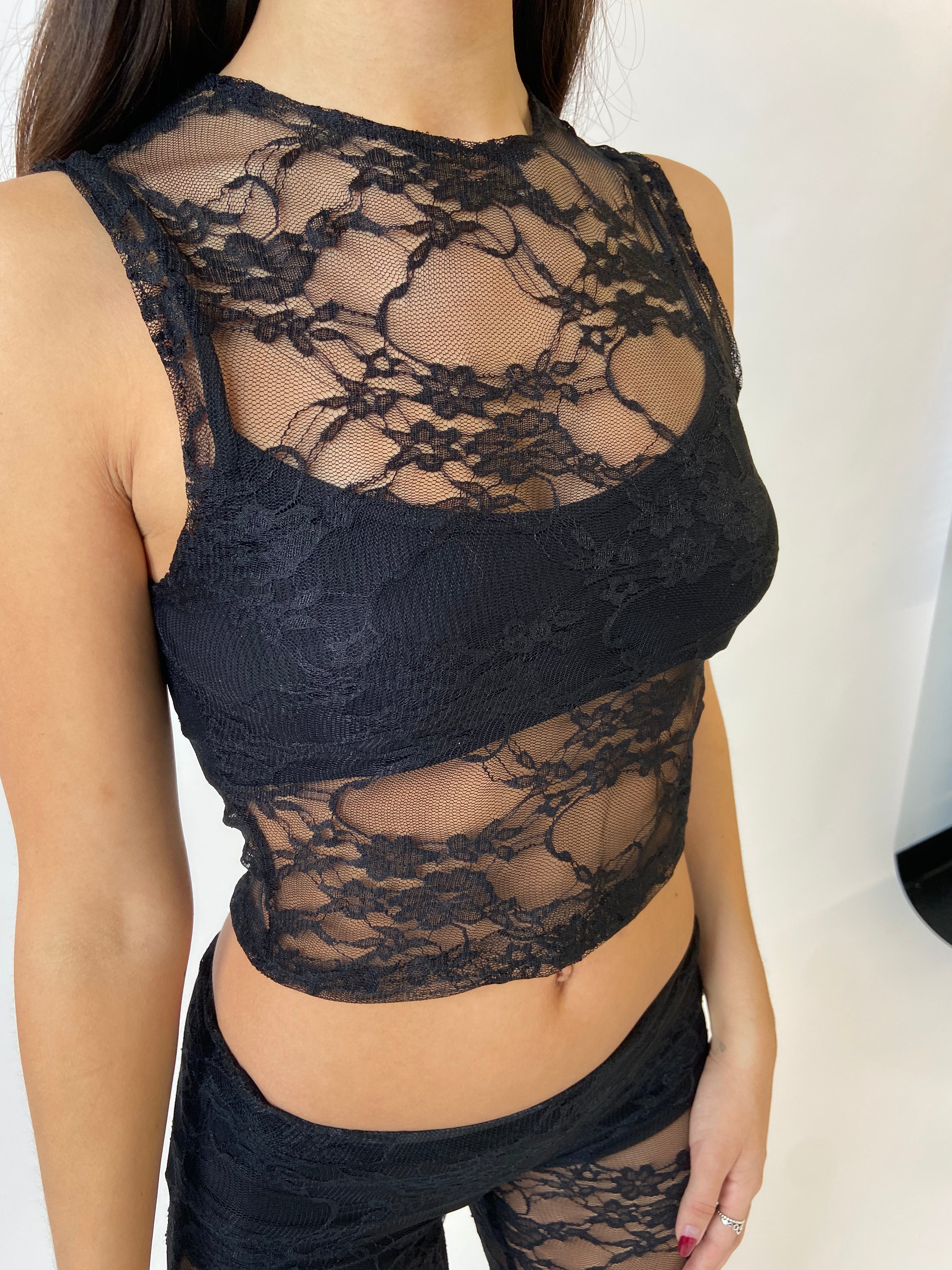 Lace Tank in Black