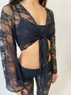 Lace Tie Top in Black