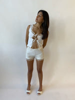 Cotton Lace Sleep Short in White