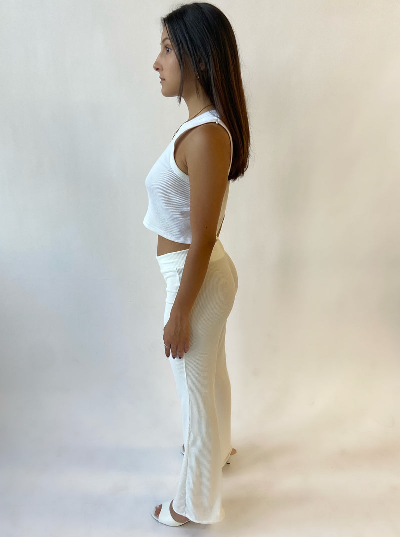 The 70's Pant - Flare Low Rise Pants in White