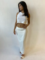 Ribbed Midi Skirt in White