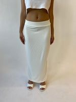 Ribbed Midi Skirt in White