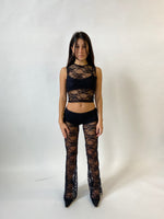 Low Rise Lace Pants in Black