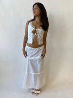 Cotton Lace Maxi Skirt in White